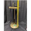 Image 2 : Vintage Ashtray Stand Brass and wood w/ Glass Ash Tray (Great Condition)