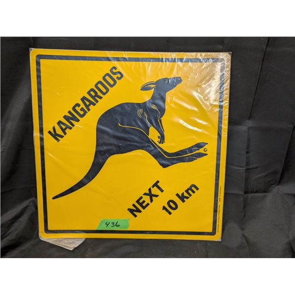 15"x15" Hard Plastic Sign Kangaroos Next 15 Km from Australia (Never Used)