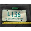 Image 1 : 1974 Sask Livery License Plate Low Number