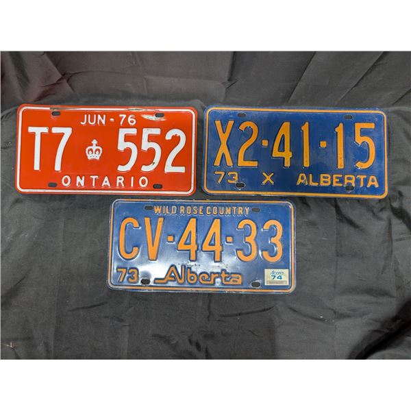(3) 1970s License Plates (1) Ontario (2) Alberta