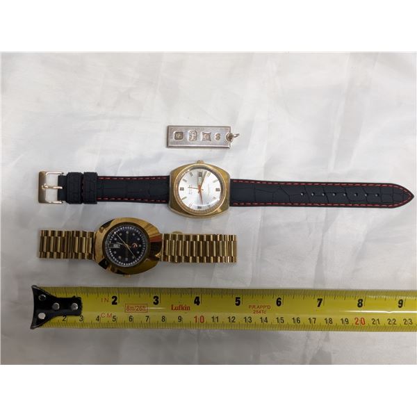 Stainless Steel Watches (Working) Gold Colored and Small Silver or Silver Colored Charm