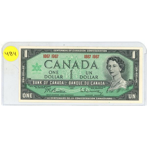 1967 Canadian Uncirculated One Dollar Bill.