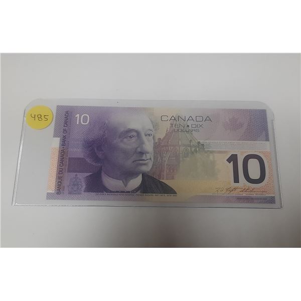 2001 Canadian Ten Dollar Bill.