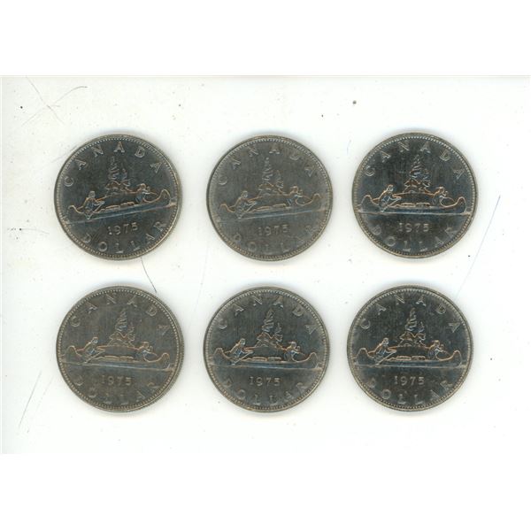 (6) 1975 Canadian One Dollar Coin.