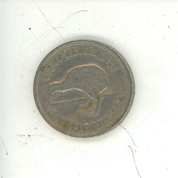 1964 New Zealand One Florin Coin.