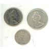 Image 2 : 1967 Canadian 5, 10, 25 Cents Silver Coins. (5 cents coin is not silver)