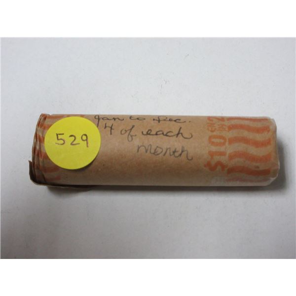 Roll of 2000 Jan to Dec 4 of each months Canada 25 cents Coins.