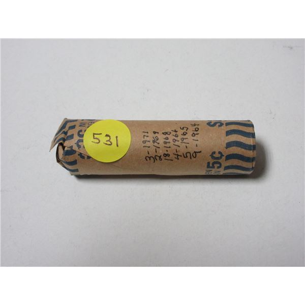 Roll of Canadian 5 Cents Coins.