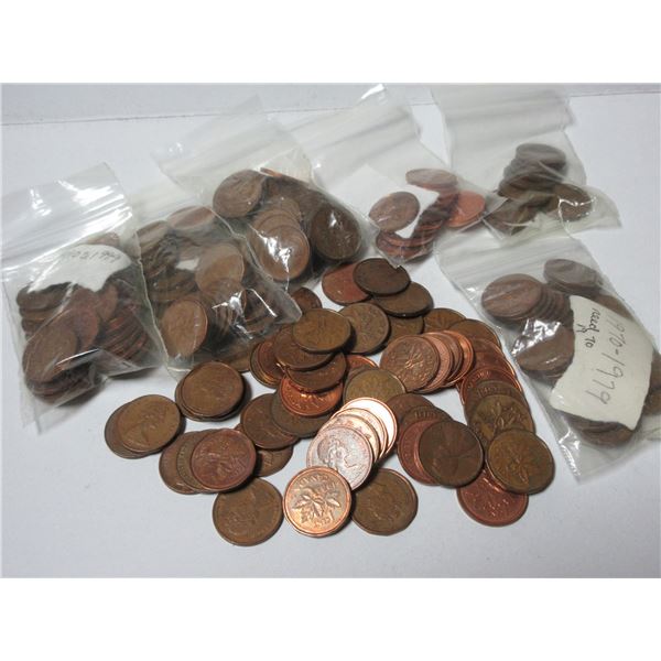 Bag of Canadian One Cent Coins.