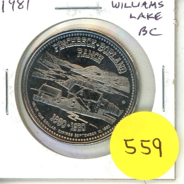 1981 Williams Lake, BC Trade Dollar. BU.