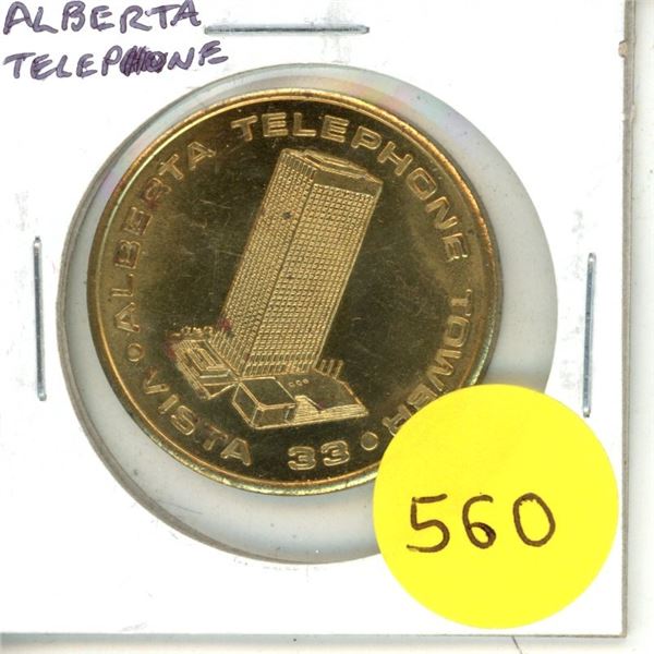 Alberta Telephone Tower Vista 33 brass medal. BU.