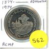 Image 1 : 1874 – 1974 Edmonton Trade Dollar. Celebrates the 100th Anniversary of the RCMP in Alberta.