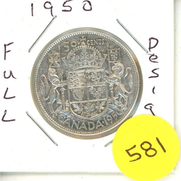 1950 Canadian Half Dollar, Full Design