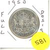 Image 1 : 1950 Canadian Half Dollar, Full Design