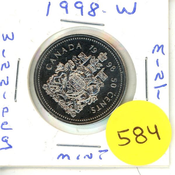 1998-W Canadian Half Dollar Winnipeg Mint, MINT