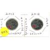 Image 1 : 2013 Canadian Quarters, Salaberry and Secord With Coloured Red Maple Leaf
