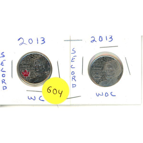 2013 Canadian Quarters, Secord With Colour And With Out Colour