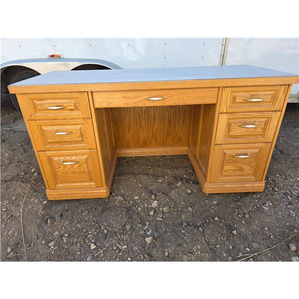 Oak desk- 57" by 24" by 30"H