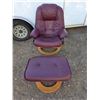 Image 1 : leather swivel chair and foot stool- 38"H for chair and 15" H for stool