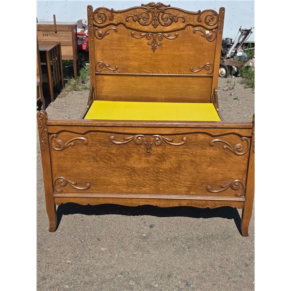 Antique 54" headboard, footboard and rails oak bed- excellent condition