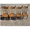 Image 1 : 4 antique press back oak chairs 40"H