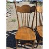 Image 2 : 4 antique press back oak chairs 40"H