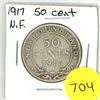 Image 1 : 1917 New Foundland Silver 50 Cents Coin.