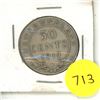 Image 1 : 1919 New Foundland Silver 50 Cents Coin.