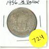 Image 1 : 1956 Canadian Silver 50 Cents Coin.