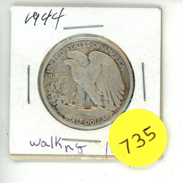 1944 U.S.A. Silver Half Dollar Coin.