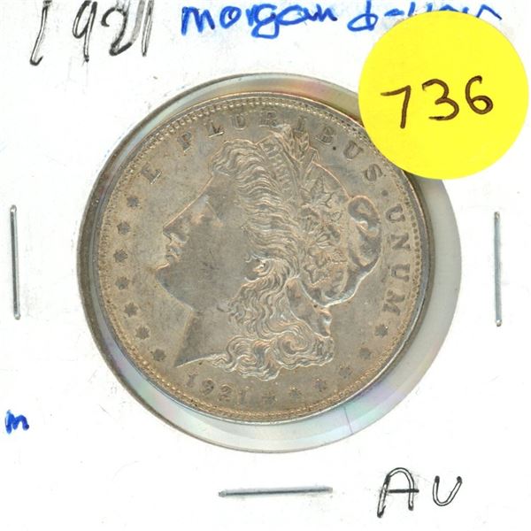 1921 U.S.A. Silver One Dollar Coin.