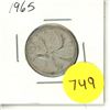 Image 1 : 1965 Canadian Silver 25 Cents Coin.