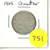 Image 1 : 1965 Canadian Silver 25 Cents Coin.