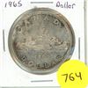 Image 1 : 1965 Canadian Silver One Dollar Coin.