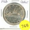 Image 1 : 1965 Canadian Silver One Dollar Coin.