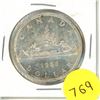 Image 1 : 1966 Canadian Silver One Dollar Coin.