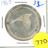 Image 1 : 1967 Canadian Silver One Dollar Coin.