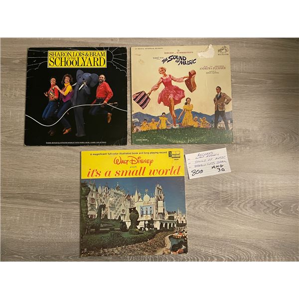 3 Records - Walt Disney; Sound of Music; Sharon, Lois & Bram