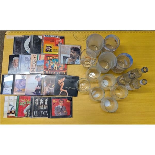 Lot of Misc. Glasses and Misc. CDS (Music)