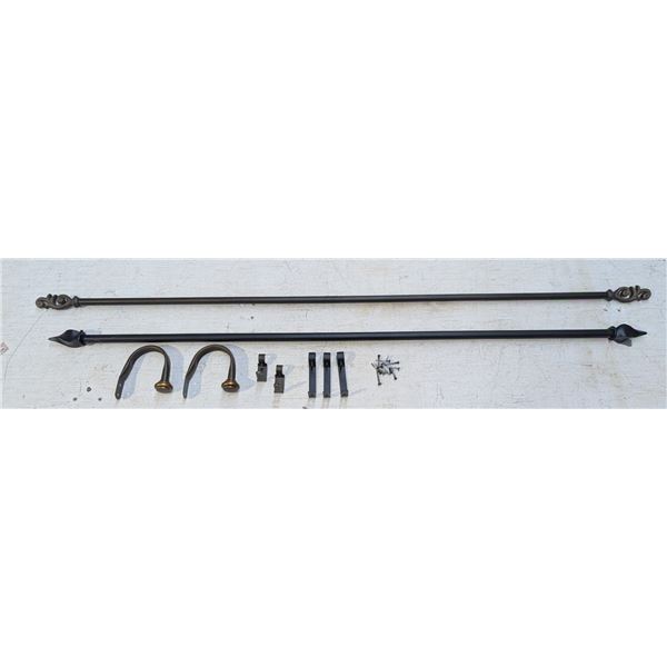 (2) Curtain Hanger Poles 54" W/ Parts to Hang