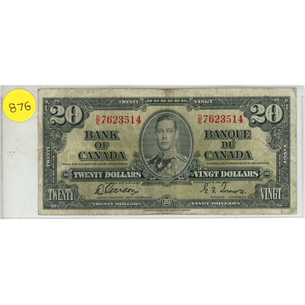 1937 Canadian Twenty Dollar.