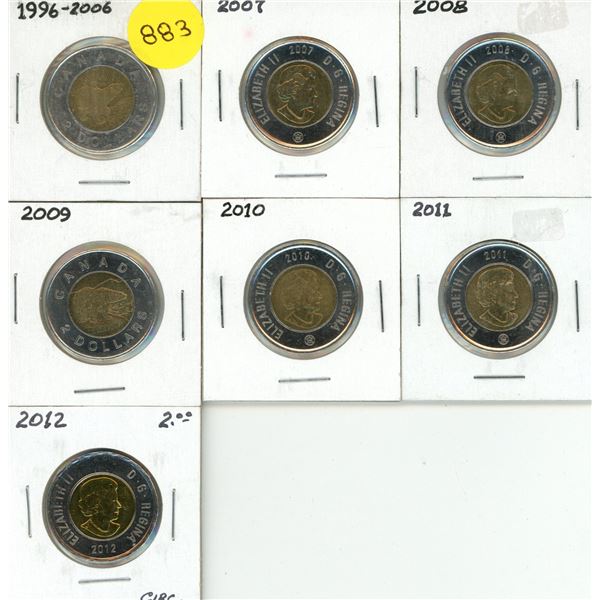 2006-2012 Canadian Proof Like Two Dollars.