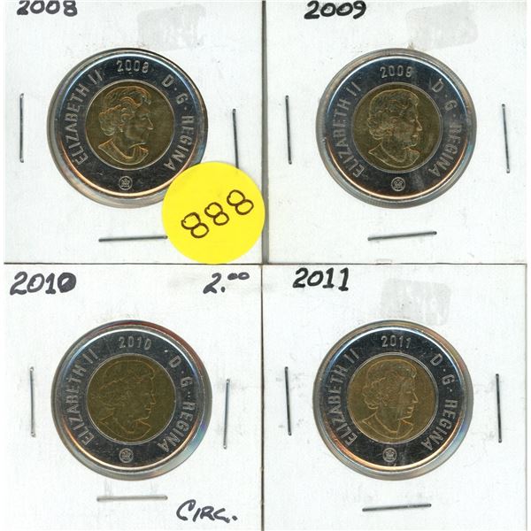 2008-2011 Canadian Proof Like Two Dollars.