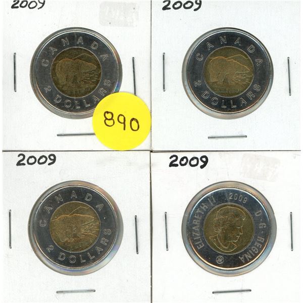 (4) 2009 Canadian Two Dollars.