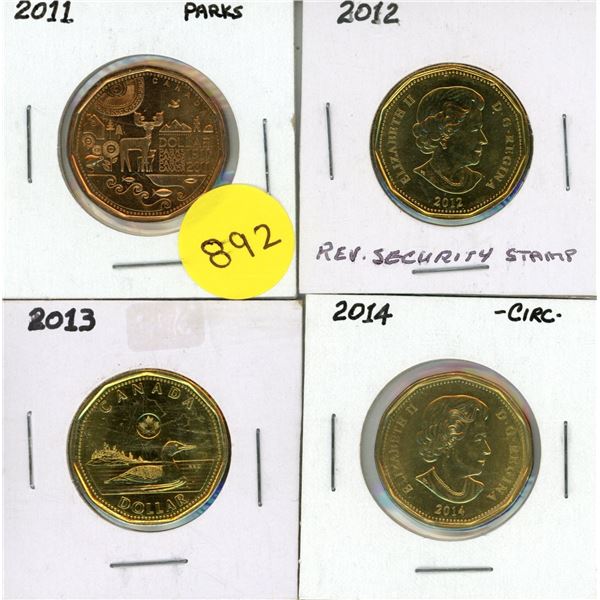 2011-2014 Canadian Proof Like One Dollars.