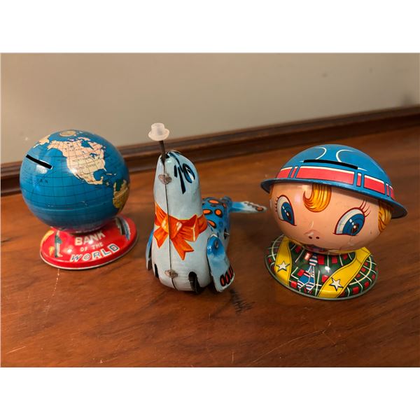 Tin Piggy Banks & Rolling Seal