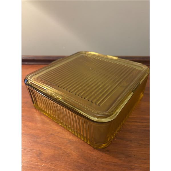 Amber Ribbed Glass Napkin Holder