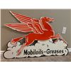 Image 1 : doublesided Mobiloil AND Greases porcelain metal sign - reproduction