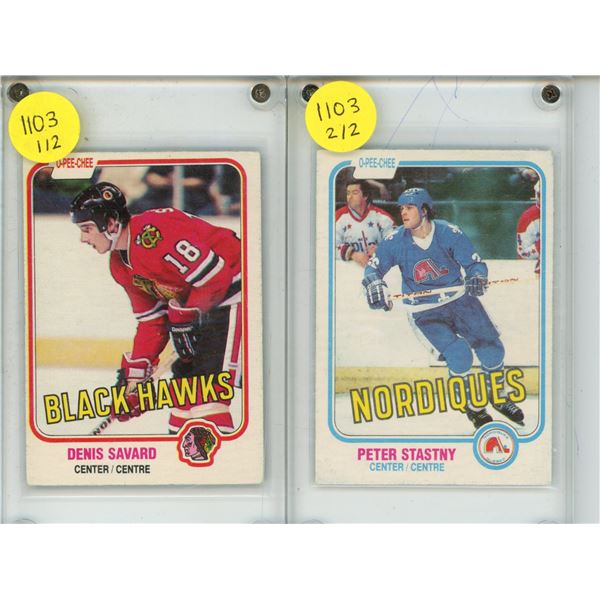 1981-82 Denis Savard OPC #63 Rookie Card and Peter Stastny #269