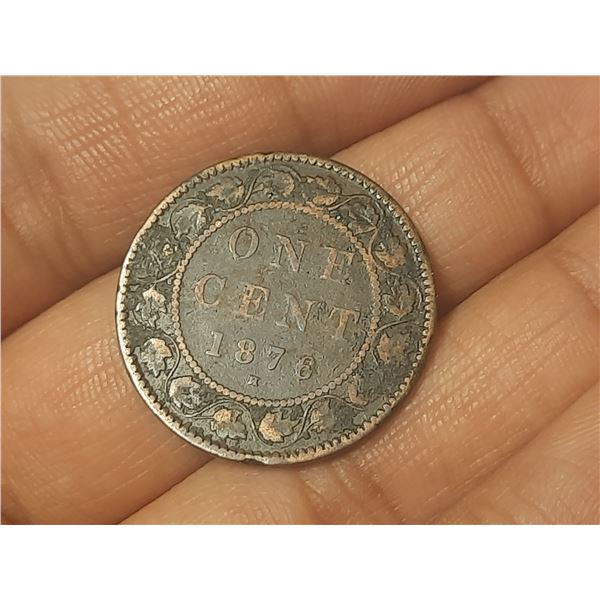 1876 H Canadian Large One Cent Coin.